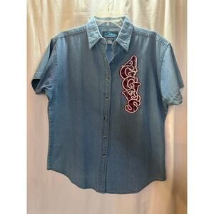 Aggies Texas A&M Embroidered Denim Shirt – Vintage Y2K College Streetwear